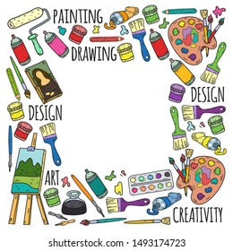 Art hand lettering and doodles elements. Vector illustration