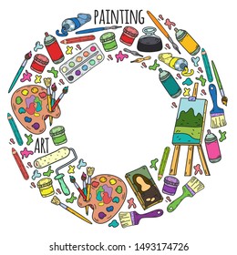 Art hand lettering and doodles elements. Vector illustration