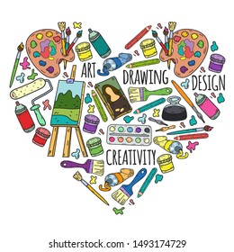 Art hand lettering and doodles elements. Vector illustration