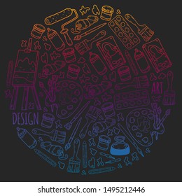 Art hand lettering and doodles elements. Vector illustration