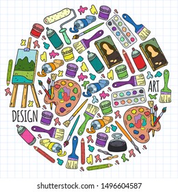 Art hand lettering and doodles elements. Vector illustration