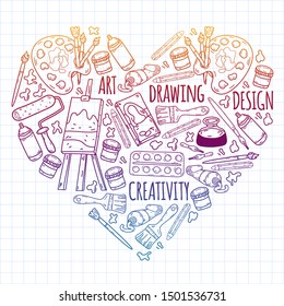 Art hand lettering and doodles elements. Vector illustration
