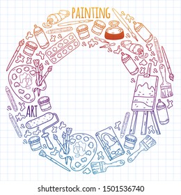 Art hand lettering and doodles elements. Vector illustration