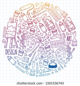 Art hand lettering and doodles elements. Vector illustration