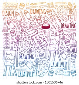 Art hand lettering and doodles elements. Vector illustration