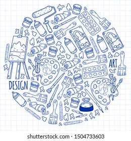 Art hand lettering and doodles elements. Vector illustration