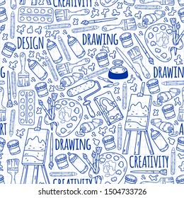 Art hand lettering and doodles elements. Vector illustration. seamless