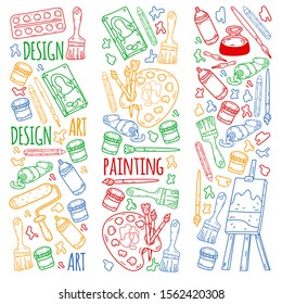 Art hand lettering and doodles elements. Vector illustration