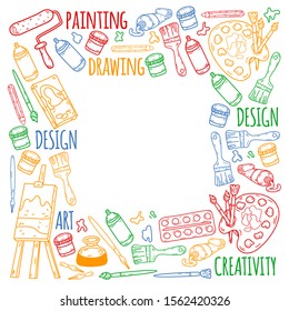 Art hand lettering and doodles elements. Vector illustration
