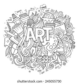 Art Hand Lettering And Doodles Elements. Vector Illustration