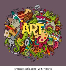 Art Hand Lettering And Doodles Elements. Vector Illustration