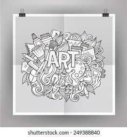 Art hand lettering and doodles elements. Vector illustration