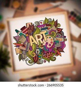 Art hand lettering and doodles elements. Vector illustration