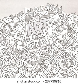 Art hand lettering and doodles elements background. Vector illustration