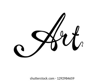Art. Hand written calligraphic vector word black on white
