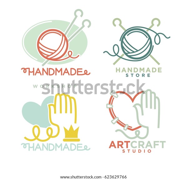 Art Handmade Craft Logo Templates Flat Stock Vector (Royalty Free ...