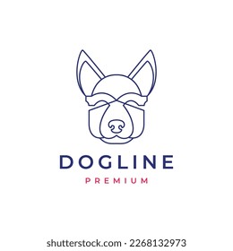 art head animal face dog pets puppy line geometric modern logo design vector
