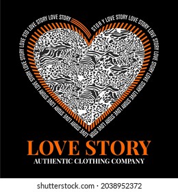 Art heart animal print, heart print love story