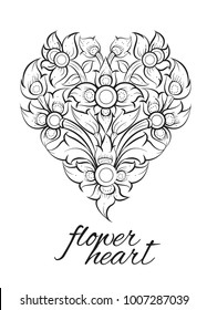 art heart flower vector traditional thai style black.