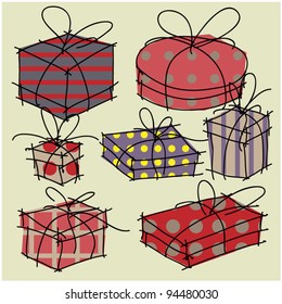 art holiday gift boxes vector