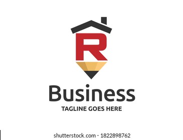 art home design logo vector base from idea of initial R letter