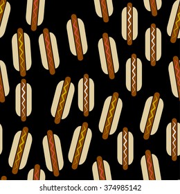 Art hot-dog back pattern seamless black