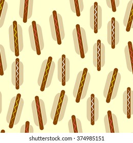 Art hot-dog back pattern seamless yellow