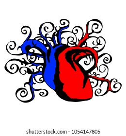 Art human heart. Vector illustration.