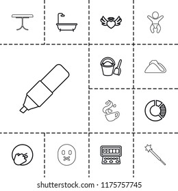 Art icon. collection of 13 art outline icons such as slot machine, shower, facepalm emot, heart angel wings, pie chart. editable art icons for web and mobile.