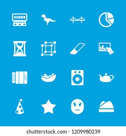 Art icon. collection of 16 art filled icons such as slot machine, dinosaur, speaker, chef hat, hourglass, pie chart, star, teapot. editable art icons for web and mobile.