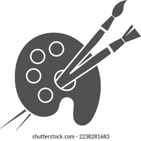 Art icon, color plate and brush icon black vector