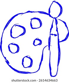art icon in doodle style. blue line scribble icon