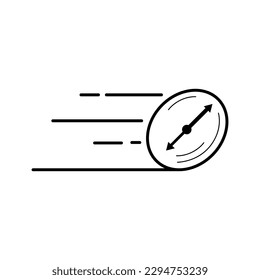 icono de arte de reloj rápido, diseño de tiempo de fuga, arte de línea negra