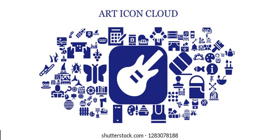  art icon set. 93 filled art icons. Simple modern icons about  - Garage band, Virus, Champagne, Bingo, Piano, Manipulator, Frozen, Tank top, Palette, Smartphone, Top hat, Branches