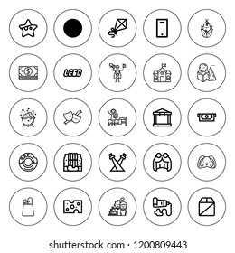 Art icon set. collection of 25 outline art icons with anniversary, backpack, bunny, cash, box, cauldron, cheese, corn, donut, grocery, magician, maid icons. editable icons.