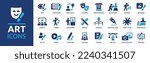Art icon set. Containing literature, architecture, sculpture, artist, exhibition, painting, music, design and museum icons. Solid icon collection.