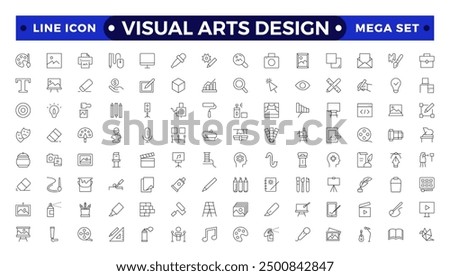 Art icon set. Containing literature, architecture, sculpture, artist, exhibition, painting, music, design and museum icons.
