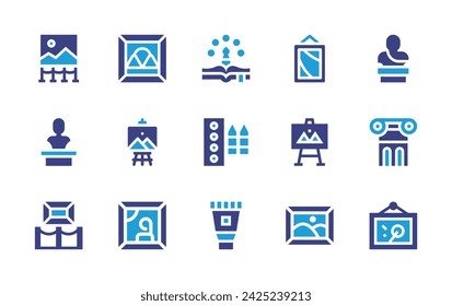 Art icon set. Duotone color. Vector illustration. Containing sculpture, museum, ruins, painting, art gallery, art, paint, paint tube.