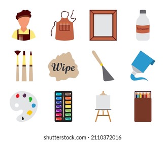 Art Icon Set. Flat Design. Fully editable vector illustration. Text expanded.