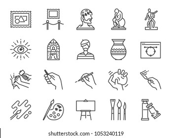 Art icon set. Included the icons as artist, color, paint, sculpture, statue, image, old master, artistic and more.