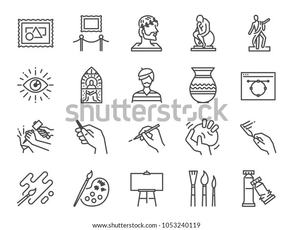 Art icon\
set. Included the icons as artist, color, paint, sculpture, statue,\
image, old master, artistic and\
more.