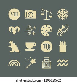 art icon set with snowflake, libra and rainbow vector illustration