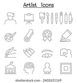 Art icon set in thin line style
