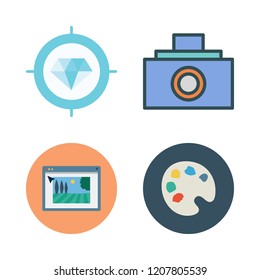 art icon set. vector set about diamond, image, paint palette and photo camera icons set.