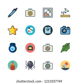 art icon set. vector set about paint palette, crayons, ink and photograph icons set.