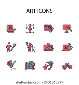 Art icon set.vector.editable stroke.linear style sign for use web design,logo.Symbol illustration.