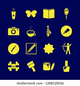 art icon. art vector icons set paint can, paint brush, pencil and coffee cup heart