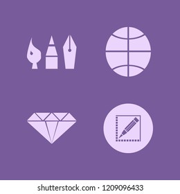art icon. art vector icons set pencil, basketball ball, diamond and drawing painting tools