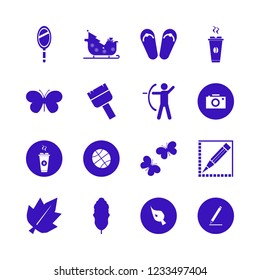 art icon. art vector icons set archer, sleigh with christmas tree gifts, hand mirror and butterfly