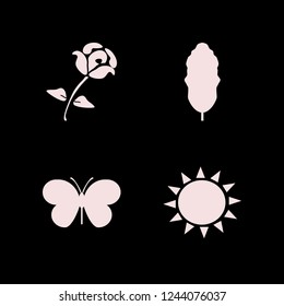 art icon. art vector icons set butterfly, sun, rose and leaf